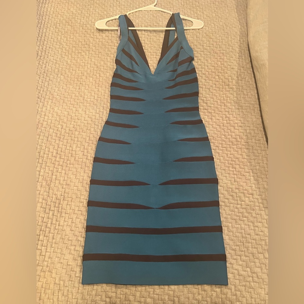 Herve Leger Mediterranean blue dress